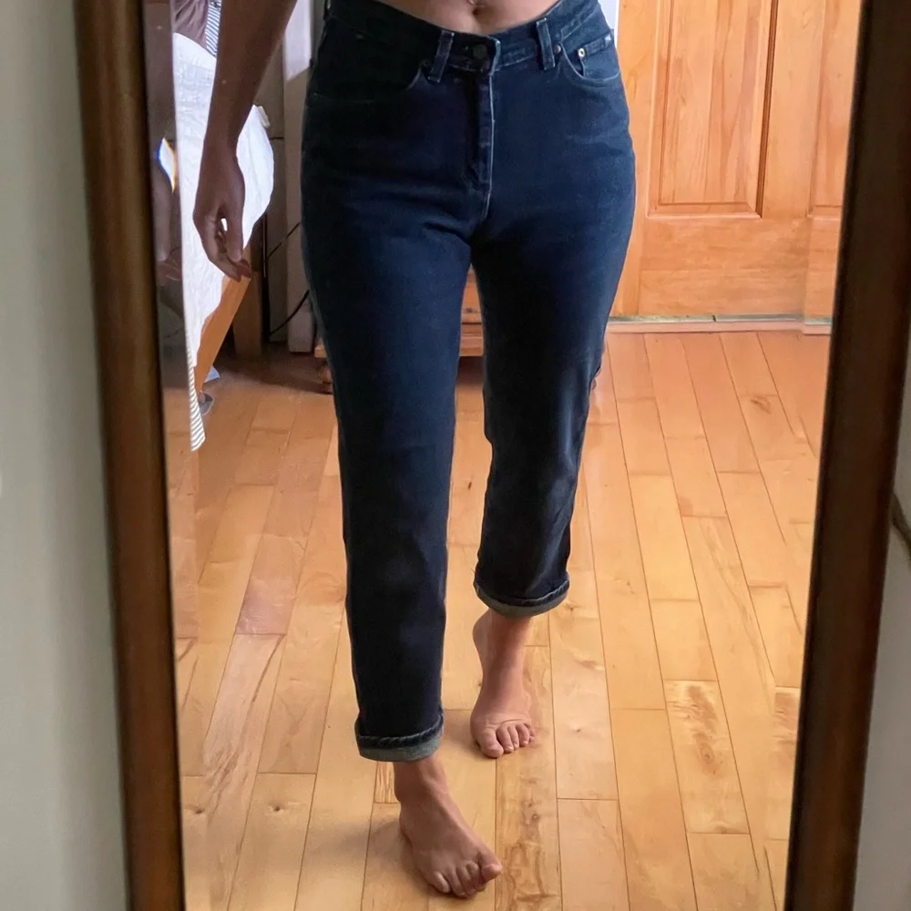 Vintage 90s Lee Dark Rinse High Rise Straight Leg Jeans Size 8S